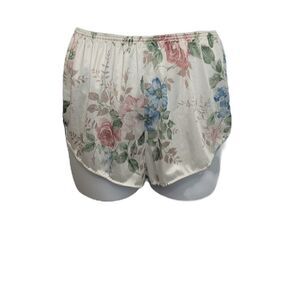 VINTAGE 80s tap shorts floral pull on‎ lingerie shorts bloomers S/M